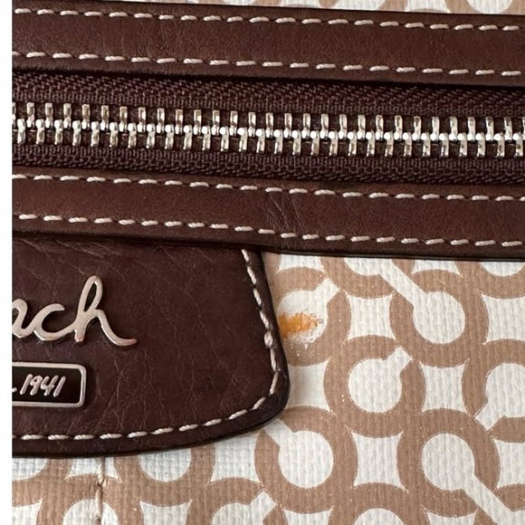 Coach Penelope Op Art Brown Leather Coated Canvas Purse - Picture 16 of 16